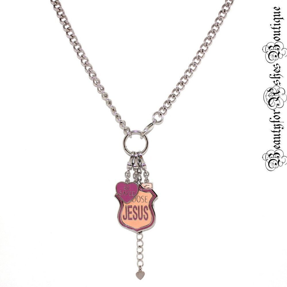 Choose Jesus Be Saved One Way 3-Charm Necklace